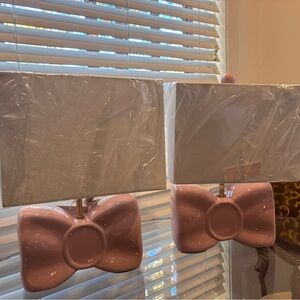 Pink Bow Table Lamp Set